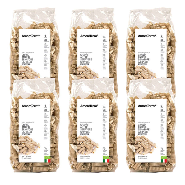 (offerta) 6pz. Maccheroni integrali Senatore Cappelli - artigianale, BIO, grani antichi 500g. - AmoreTerra shop