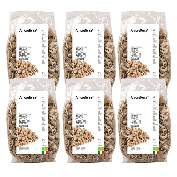 (offerta) 6 Pz. Mezze penne rigate integrali Senatore Cappelli - artigianale, BIO, grani antichi 500g. - AmoreTerra shop