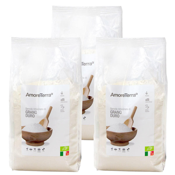 Offre Semoule de blé dur rebroyée BIO 3Kg | Amoreterra €12.69 AmoreTerra
