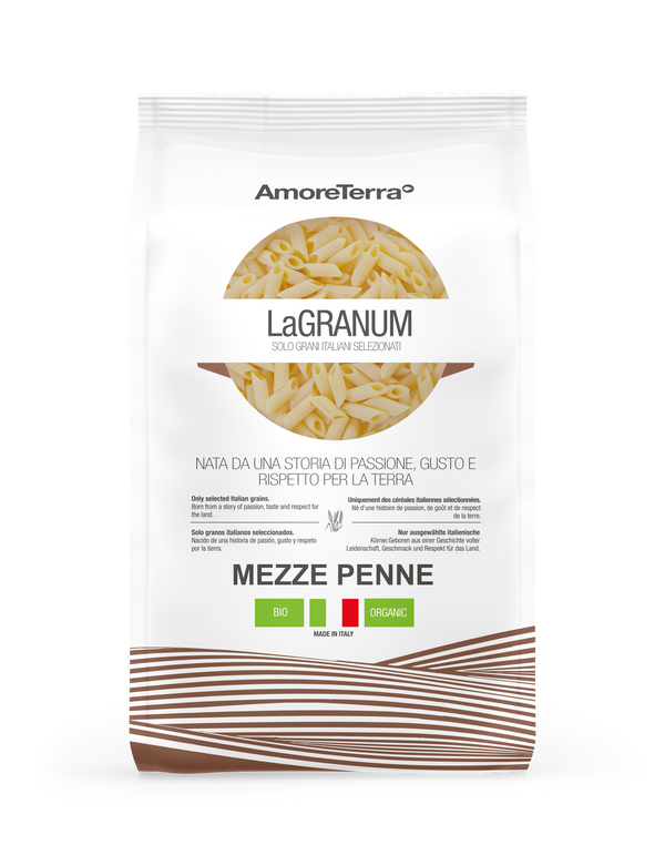 Mezze Penne traditionnel "LaGranum" - artisanal, BIO, blé italien 500g.