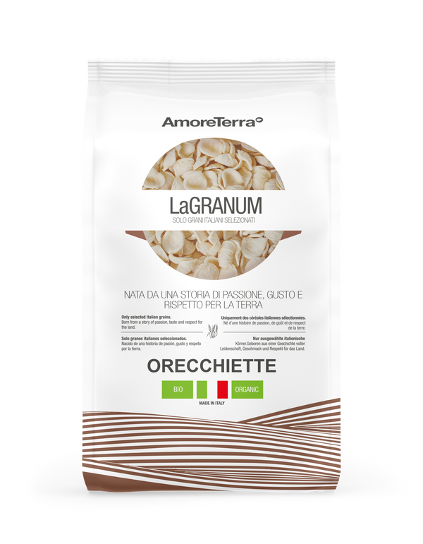 Orecchiette traditionnelle "LaGranum" - artisanale, BIO, blé italien 500g.