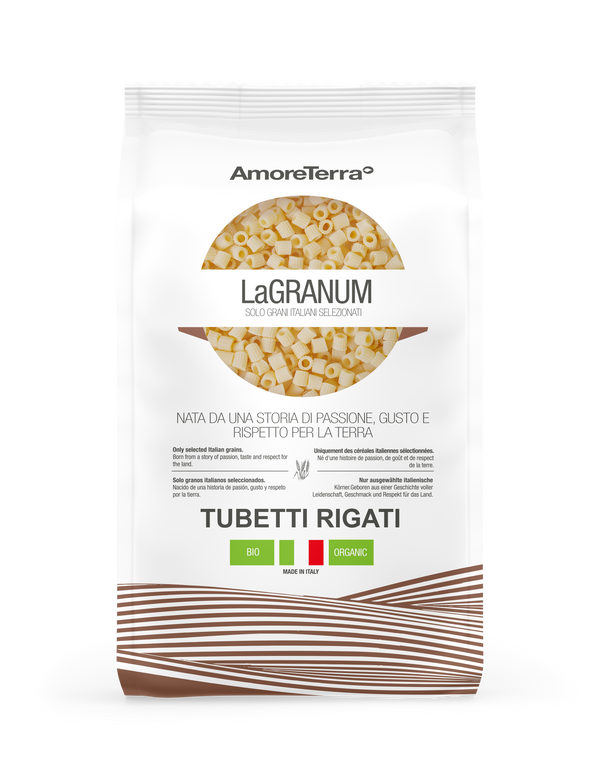 Tubetti rigati traditionnel "LaGranum" - artisanal, BIO, blé italien 500g.