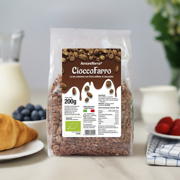 Cioccofarro, puffed spelled with chocolate, bio 200gr.