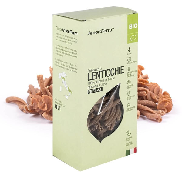 Pasta, strozzapreti di lenticchie italiane bio | AmoreTerra €3.9 AmoreTerra